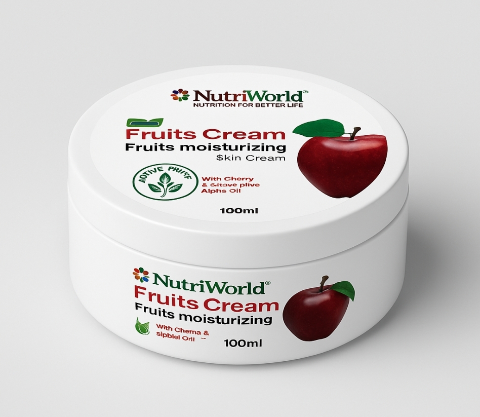 NutriWorld Fruits Cream is enriched with Active Fruit Boosters, Chandan (Sandalwood), and Almond Oil to keep your skin soft, smooth, and glowing. It deeply nourishes and hydrates the skin while providing natural protection against dryness.